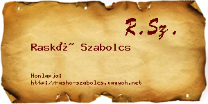 Raskó Szabolcs névjegykártya