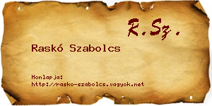 Raskó Szabolcs névjegykártya